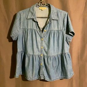Madewell Chambray Tiered Button Down